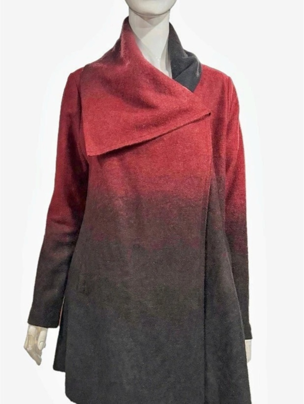 Women's Red & Black Wrap Front Coat